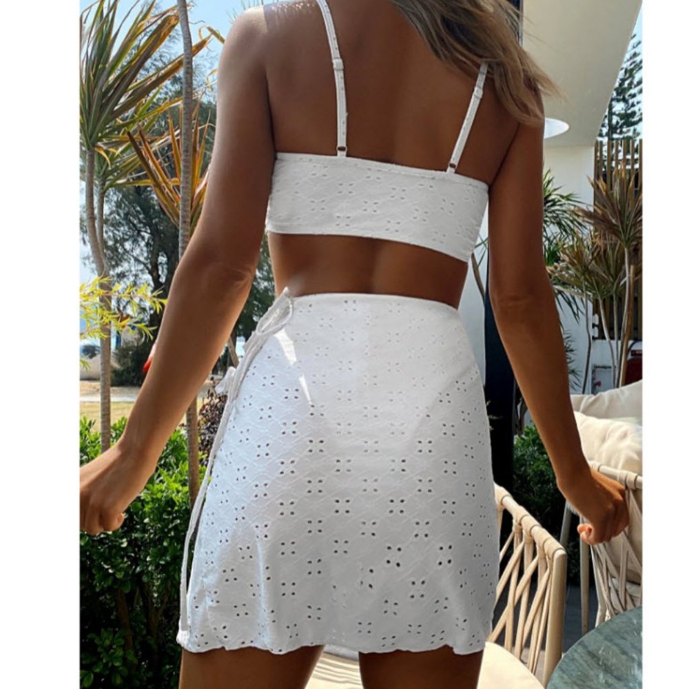 3 piece white bikini set **NWOT, Never worn!**